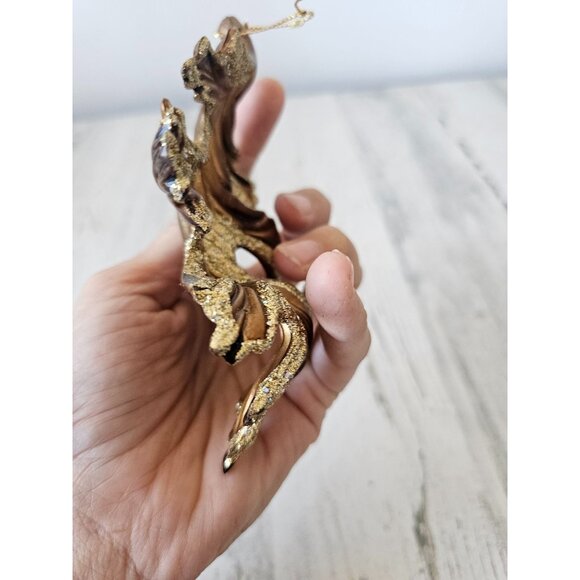 Glitter maple leaf golden gold ornament fall Xmas tree unique - Picture 10 of 10